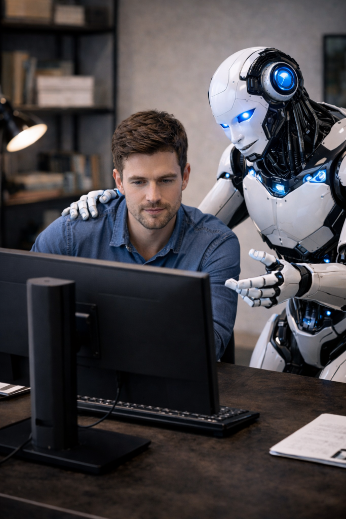 AI Robot providing real time assistance reading stock charts