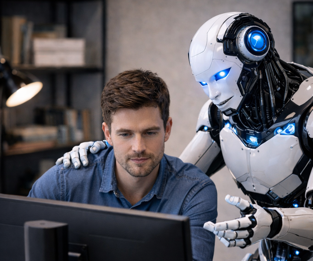 AI Robot providing real time assistance reading stock charts